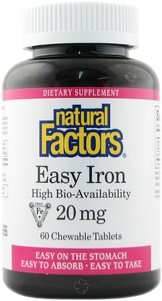 Natural Factors - Easy Iron High Bio-Availability 20 mg. - 60 Chewable Tablets