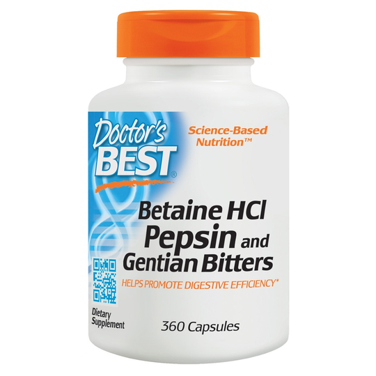 Doctor's Best - Betaine HCl Pepsin & Gentian Bitters - 360 Capsules
