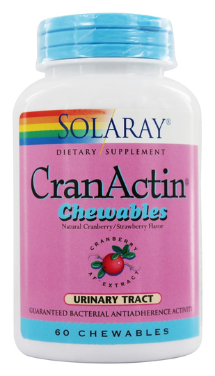 Solaray - CranActin Chewable Natural Cranberry/Strawberry Flavor 200 mg. - 60 Chewable Tablets