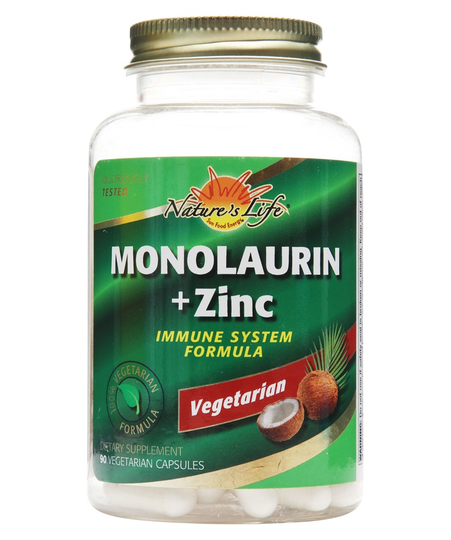 Nature's Life - Monolaurin Zinc Immune System Formula - 90 Vegetarian Capsules