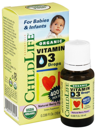 Child Life Essentials - Vitamin D3 Liquid Drops Organic Berry 400 IU - 10 ml.