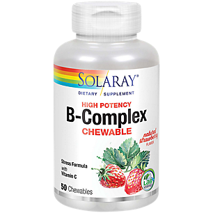Vitamin B-Complex - High Potency Stress Formula - Strawberry-Kiwi (50 Chewable Wafers)