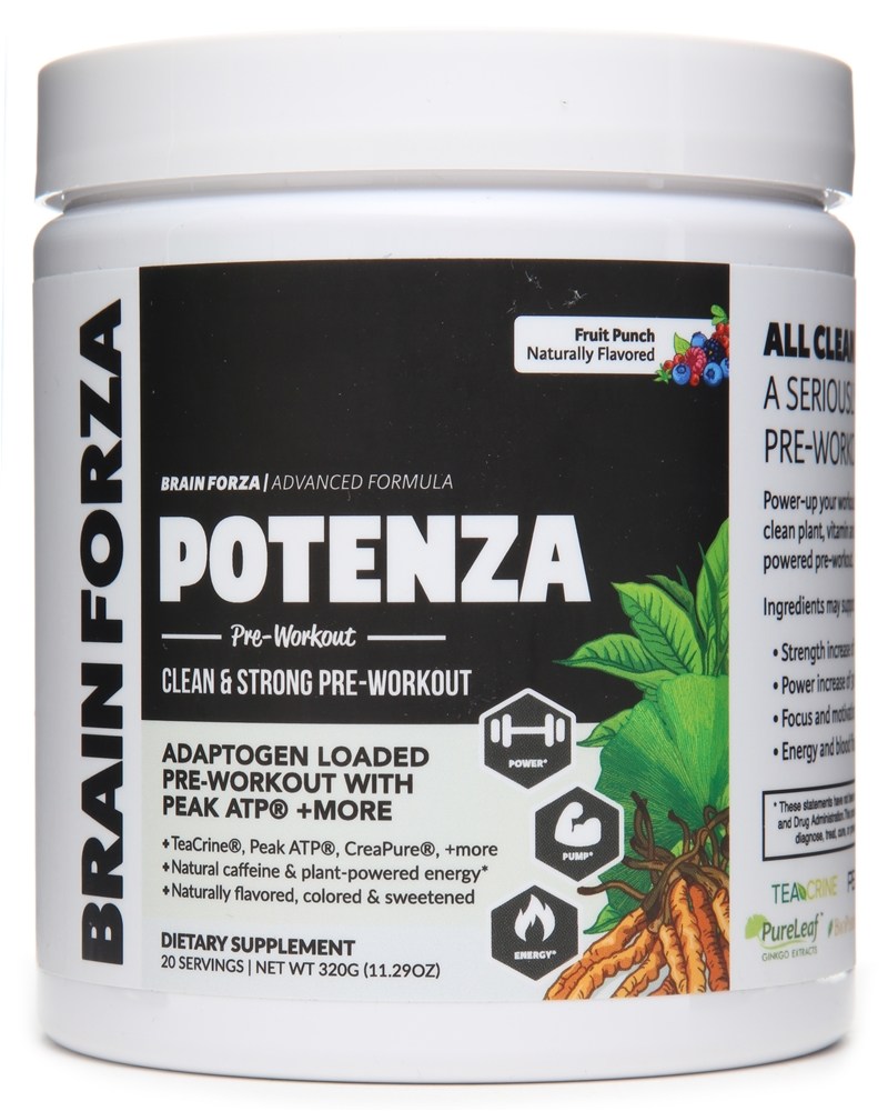 Brain Forza - Potenza Clean & Strong Pre-Workout Powder Fruit Punch - 320 Grams