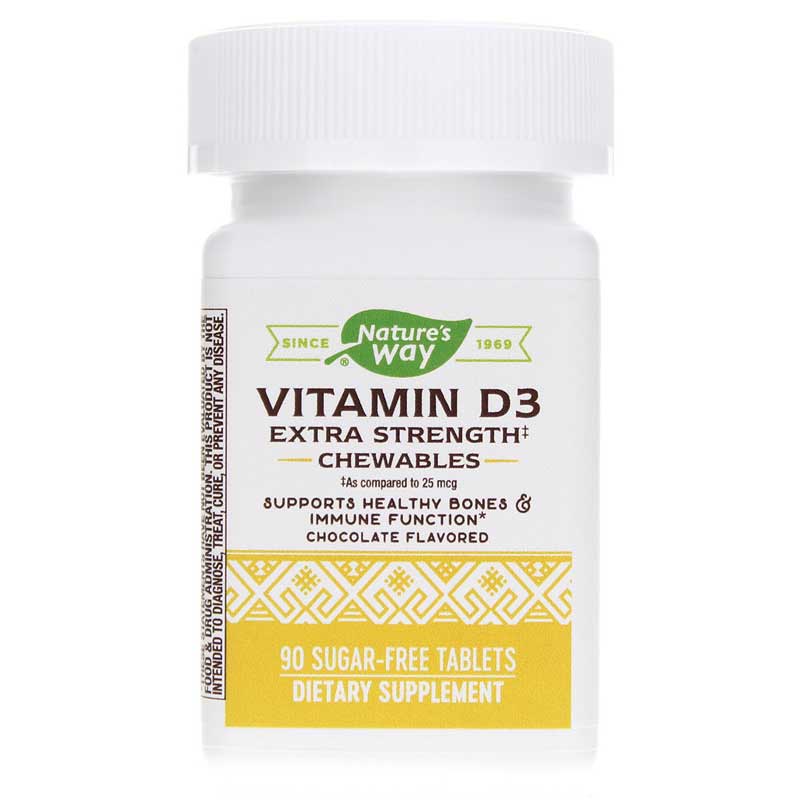 Natures Way Vitamin D3 Extra Strength Chocolate 90 Chewables