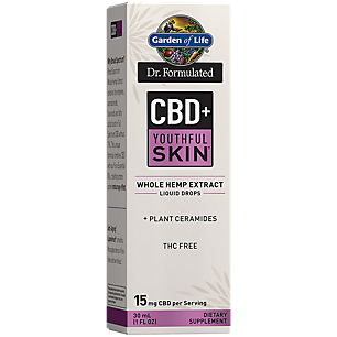 Dr. Formulated CBD+ Youthful Skin Whole Hemp Extract Liquid Drops with Plant Ceramides - 15 MG Per Serving - THC Free (1 fl oz)