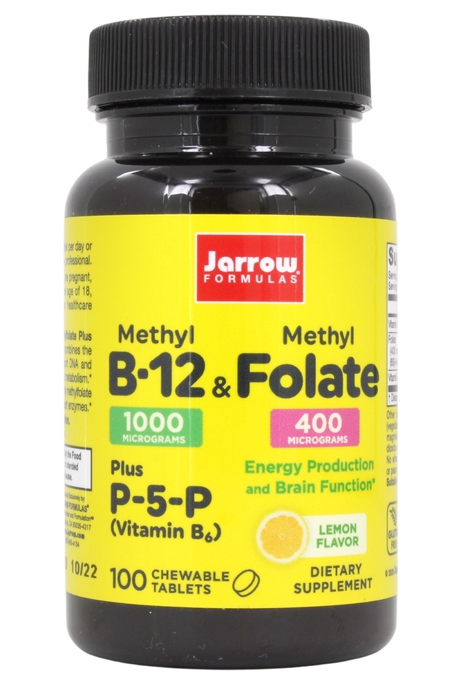 Jarrow Formulas - Methyl B12 & Methyl Folate Lemon - 100 Chewable Tablets