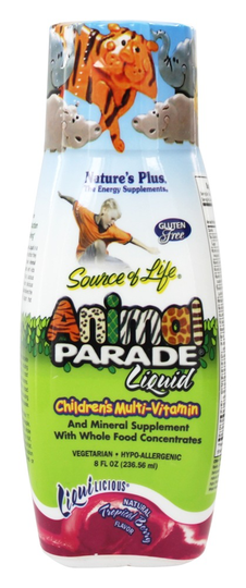 Natures Plus - Source of Life Animal Parade Liquid Childrens Multi Vitamin & Mineral Tropical Berry - 8 fl. oz.