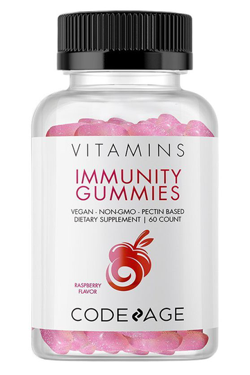 Codeage - Immunity Gummies Elderberry - Echinacea - Vitamin C and Propolis Extract Raspberry Flavor - 60 Gummies