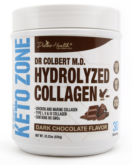 Divine Health - Dr. Colbert's Keto Zone Hydrolyzed Collagen Powder Dark Chocolate - 22.22 oz.