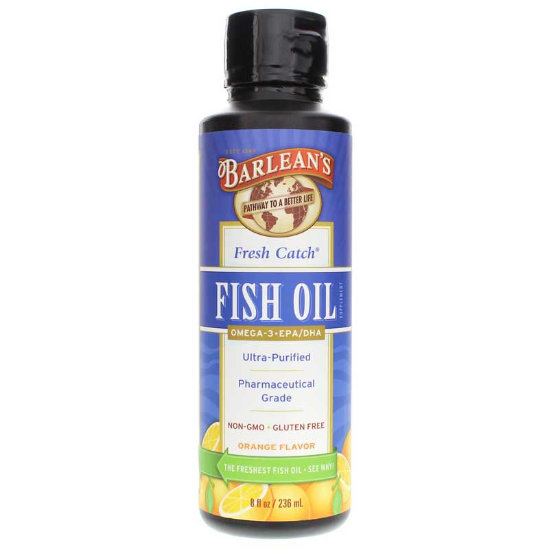 Barleans Organic Oils Fresh Catch Fish Oil Liquid Orange Flavor 8 Oz