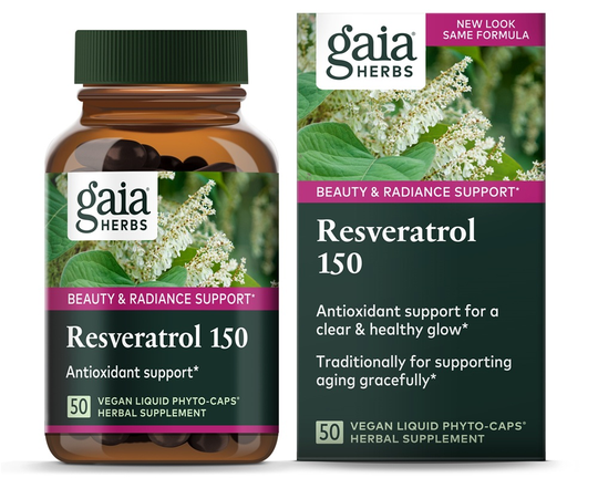Gaia Herbs - Resveratrol 150 Beauty & Radiance Support - 50 Vegan Liquid Phyto-Caps