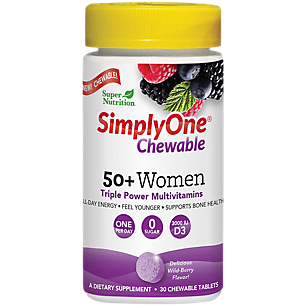 SimplyOne Chewable Multivitamin for Women 50+ - Triple Power - Wild Berry (30 Chewables)