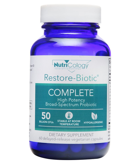 Nutricology - Restore-Biotic COMPLETE High Potency Broad-Spectrum Probiotic 50 Billion CFU - 60 Vegetarian Capsules