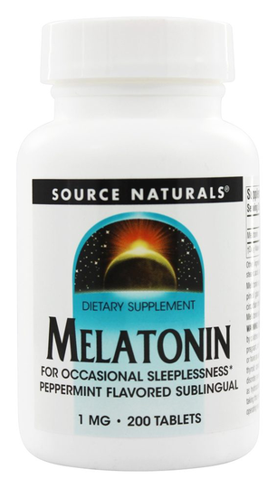 Source Naturals - Melatonin Sublingual Peppermint 1 mg. - 200 Tablets
