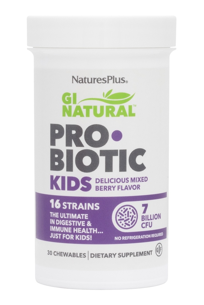 Natures Plus - GI Natural Probiotic Kids Mixed Berry 7 Billion CFU - 30 Chewables