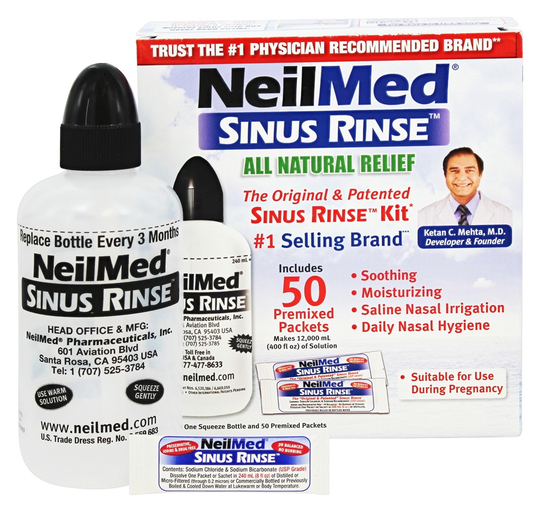 NeilMed Pharmaceuticals - Sinus Rinse All Natural Relief Kit - 50 Premixed Packets