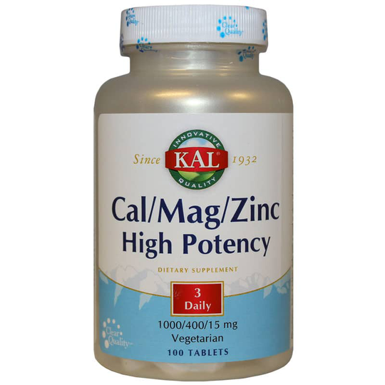 Kal Cal/Mag/Zinc, High Potency Formula 100 Tablets