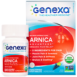 Arnica Advantage - Organic Pain Relief - Homeopathic - Grape (100 Chewable Tablets)
