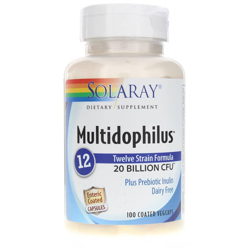 Solaray Multidophilus12 Strain Formula, 20 Billion CFU 100 Enteric Coated Veg Capsules