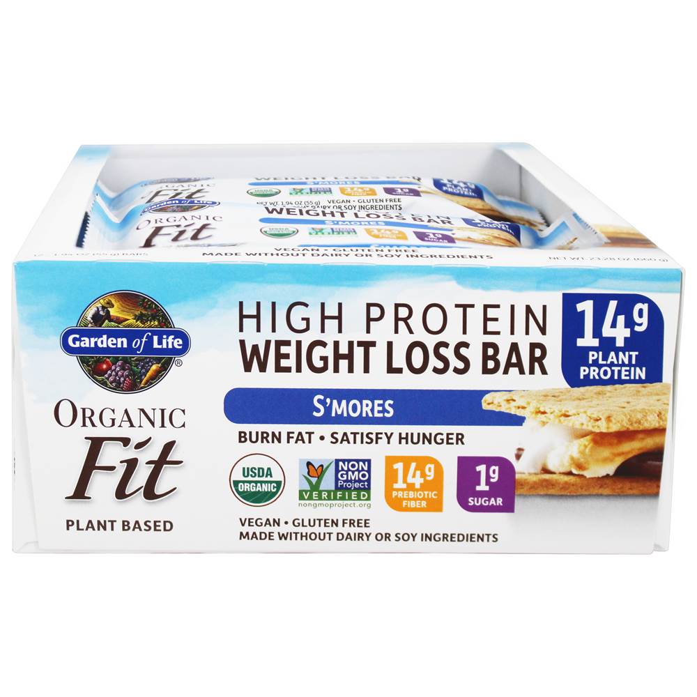 Garden of Life - Organic Fit High Protein Weight Loss Bars S'mores - 12 Bars