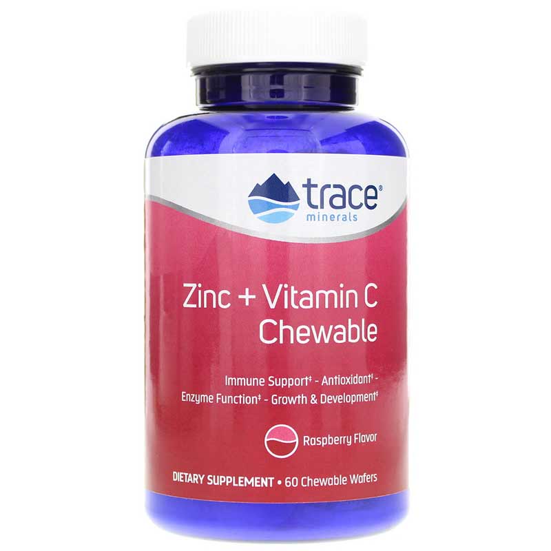 Trace Minerals Research Zinc + Vitamin C Chewable Raspberry 60 Chewables