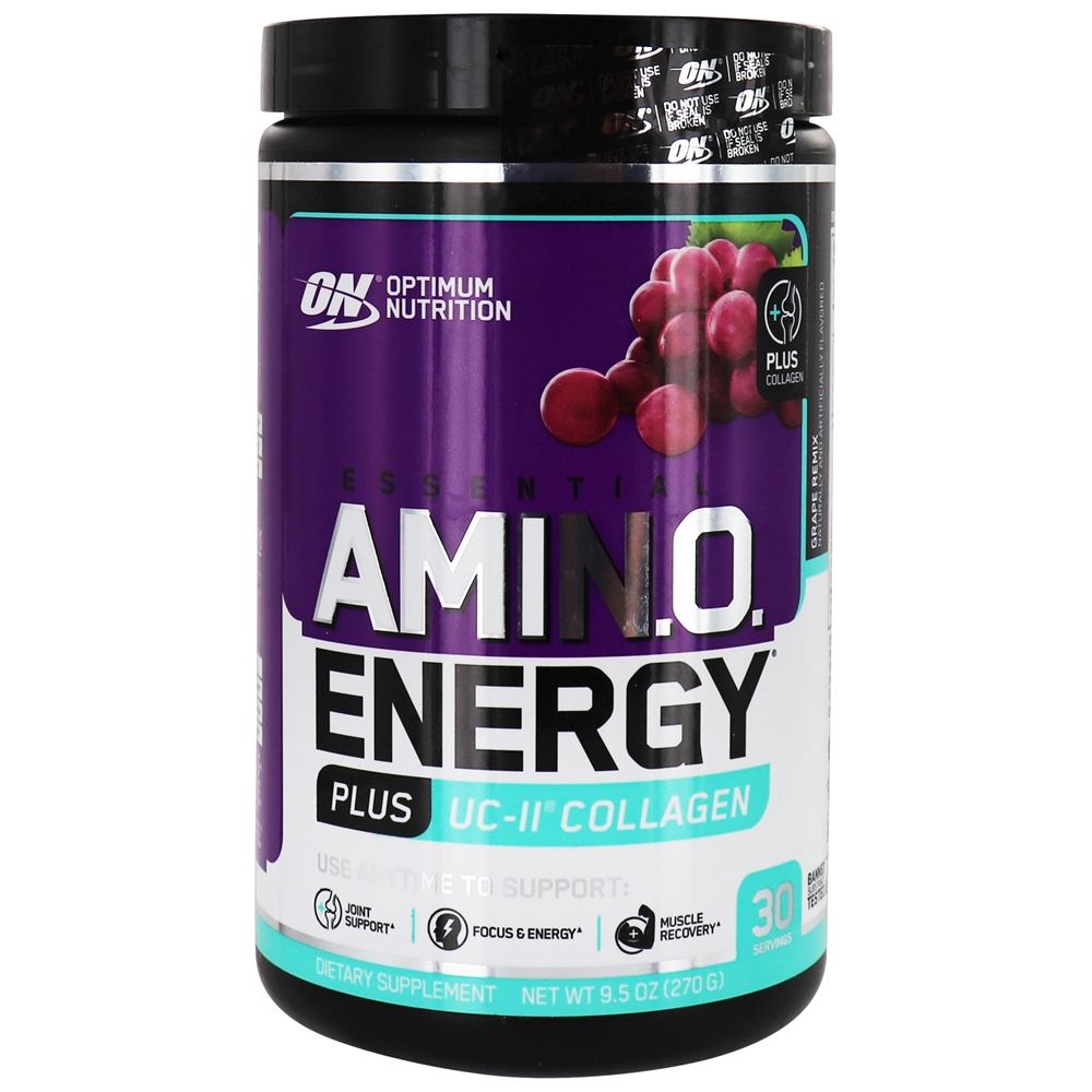 Optimum Nutrition - Essential AmiN.O. Energy Powder Plus UC-II Collagen Grape Remix - 9.5 oz.