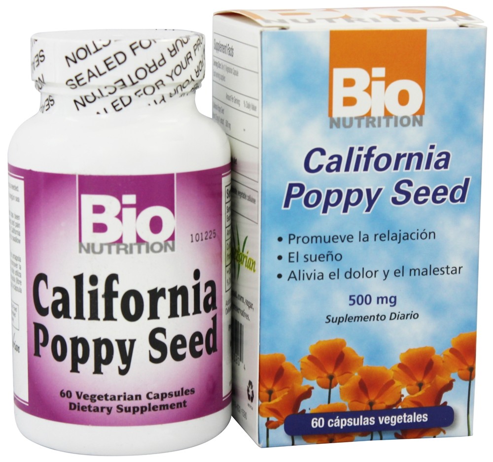 Bio Nutrition - California Poppy Seed 500 mg. - 60 Vegetarian Capsules