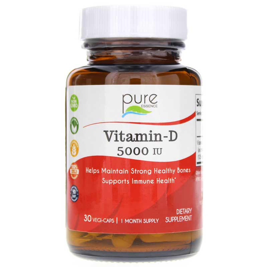 Pure Essence Labs Vitamin-D 5000 IU 30 Veg Capsules
