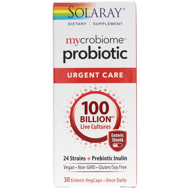 Solaray Mycrobiome Probiotic 100 Billion Cfu, Urgent Care Formula 30 Enteric Coated Veg Capsules