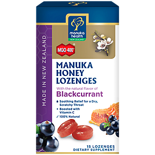 Manuka Honey Lozenges with Vitamin C - Blackcurrant (15 Lozenges)