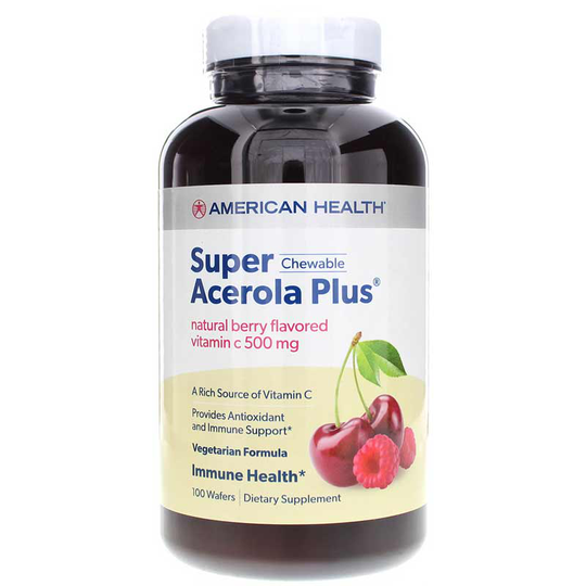 American Health Super Acerola Plus Natural Vitamin C 500 Mg 100 Chewable Wafers