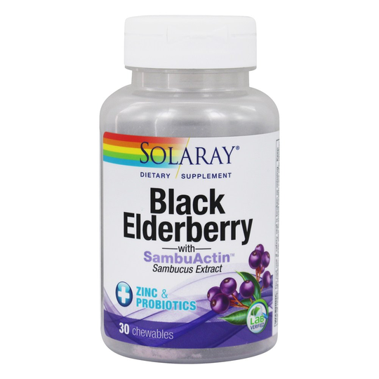Solaray - Black Elderberry with SambuActin Sambucus Extract - 30 Chewable Tablets