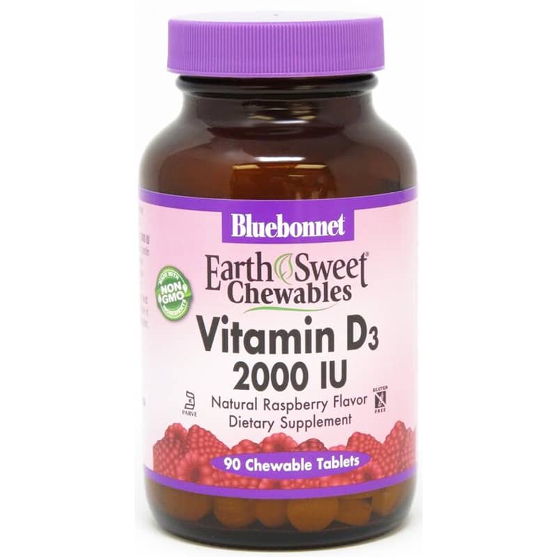 Bluebonnet Earth Sweet Chewable Vitamin D3 2000 IU 90 Chewable Tablets