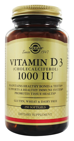 Solgar - Vitamin D3 Cholecalciferol 1000 IU - 250 Softgels