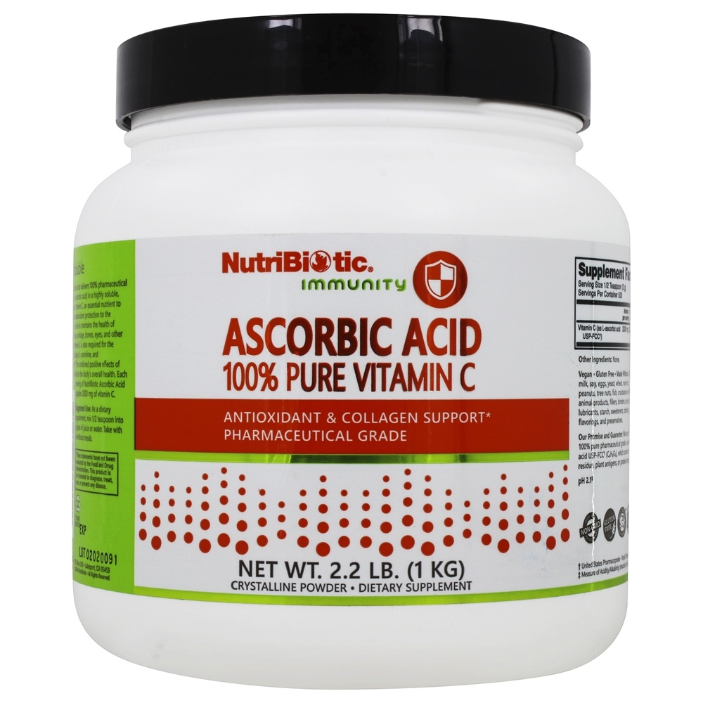 Nutribiotic - Ascorbic Acid Crystalline Powder 100 Pure Vitamin C 2000 mg. - 2.2 lbs.