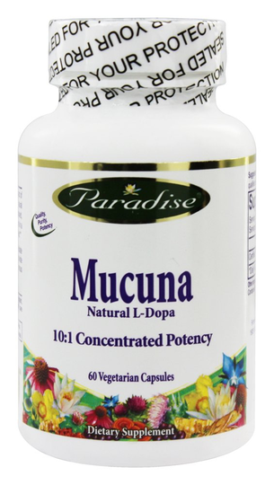 Paradise Herbs - Organic Mucuna Natural L-Dopa - 60 Vegetarian Capsules