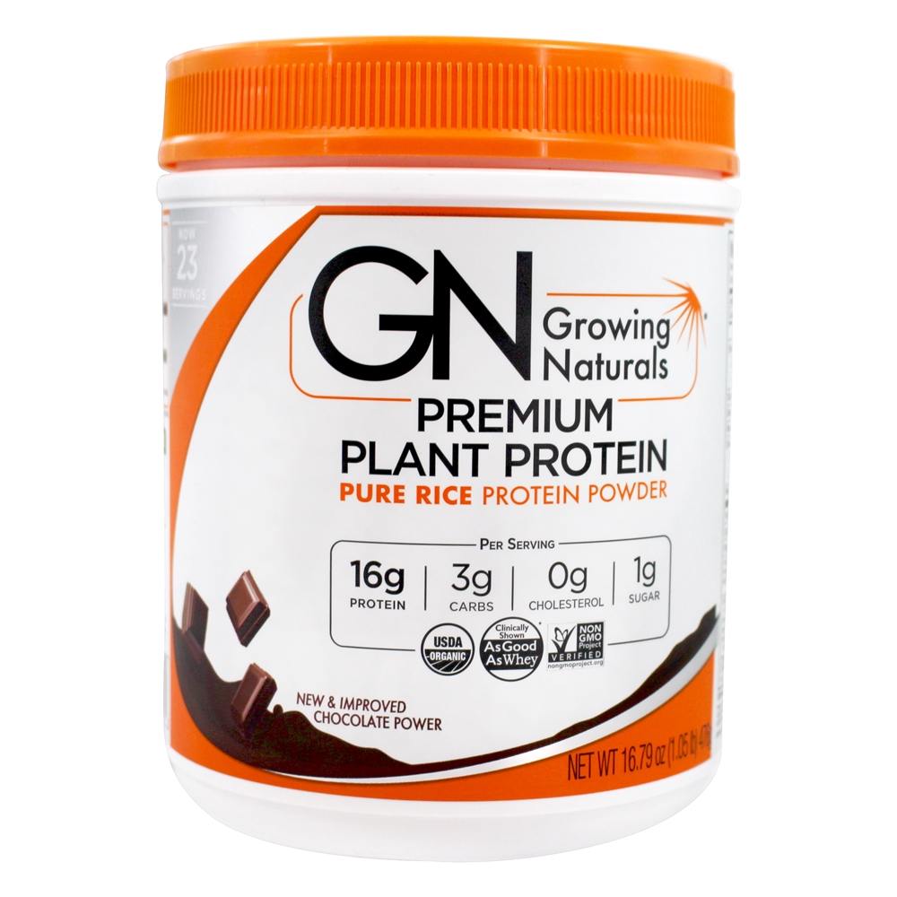 Growing Naturals - Premium Plant Protein Powder Chocolate Power - 16.79 oz.