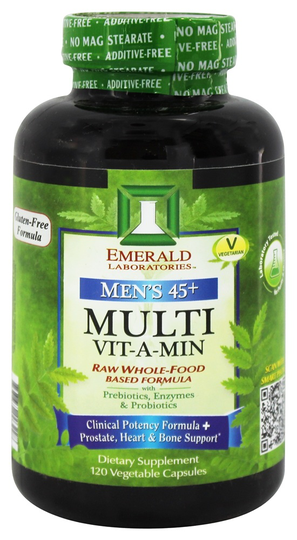 Emerald Labs - Men's 45 Multi Vit-A-Min Raw Whole-Food Based Formula - 120 Vegetarian Capsules