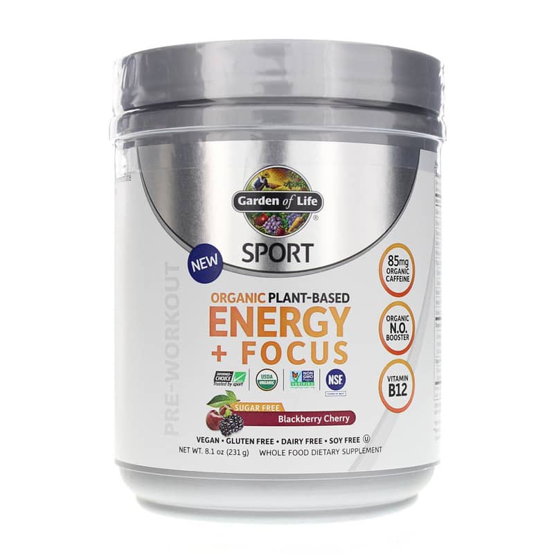 Garden of Life Sport Organic Plant-Based Energy + Focus Sugar Free Blackberry Cherry 8.1 Oz