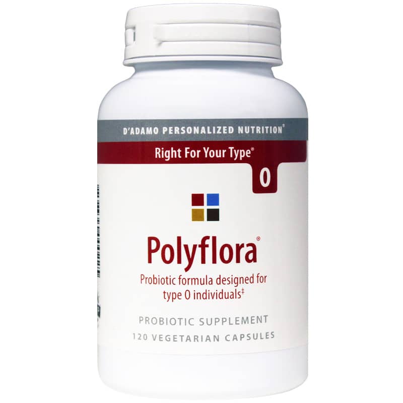D Adamo Personalized Nutrition Polyflora Probiotic Type O 120 Veg Capsules