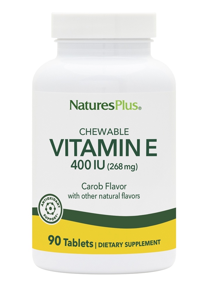 Natures Plus - Vitamin E Natural Carob Flavored 400 IU - 90 Chewable Tablets