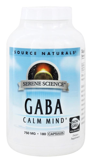 Source Naturals - GABA Calm Mind Gamma Aminobutyric Acid 750 mg. - 180 Capsules