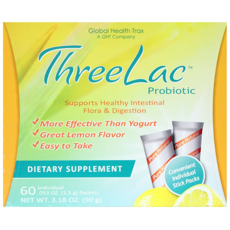 Global Health Trax ThreeLac Probiotic Lemon Flavor 60 Packets