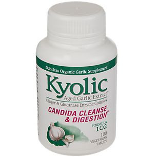Kyolic Aged Garlic Extract - Ginger & Glucanase Enzyme - Candida & Digestion Formula 102 (100 Tablets)