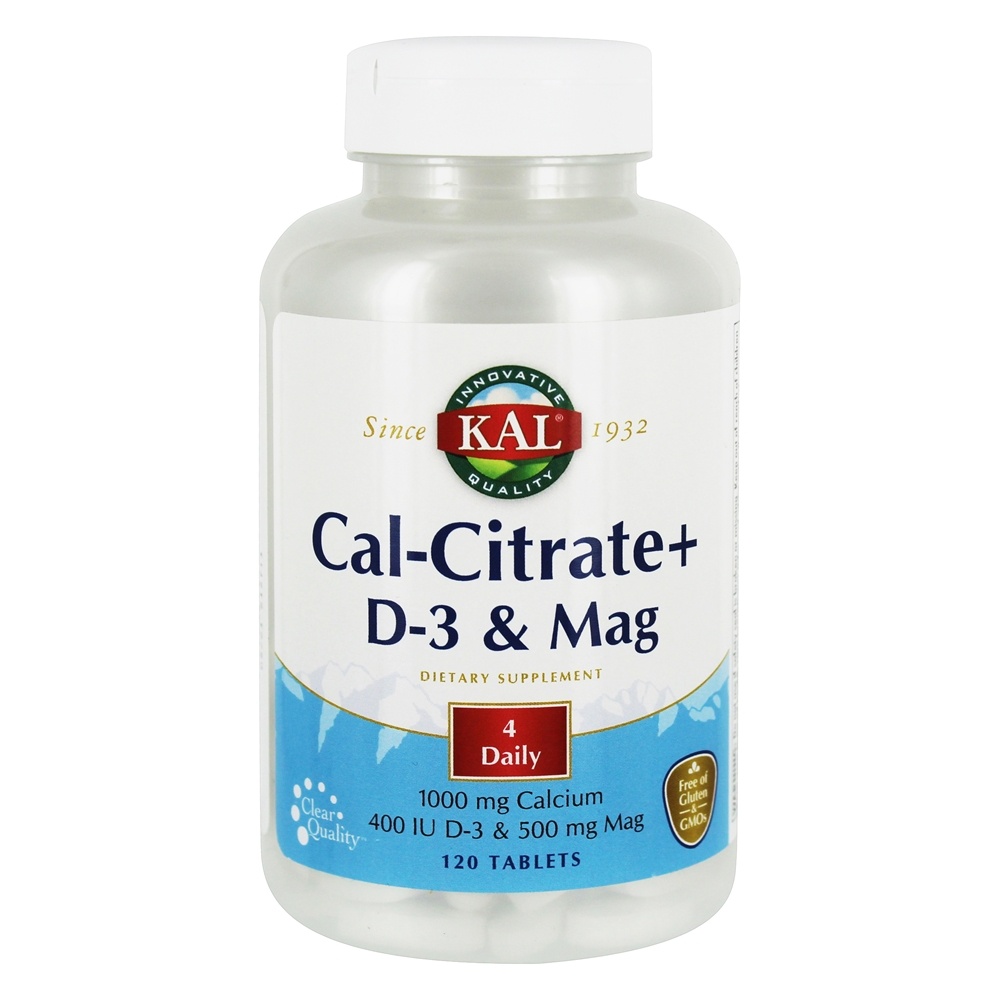 Kal - Cal-Citrate With Vitamin D3 & Magnesium - 120 Tablets