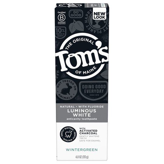 Tom's of Maine - Luminous White Anticavity Fluoride Toothpaste with Activated Charcoal Wintergreen - 4 oz.