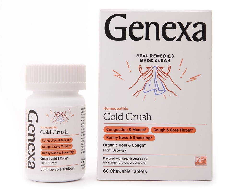 Genexa - Cold Crush Organic Cold & Cough Formula for Adults Acai Berry - 60 Chewable Tablets