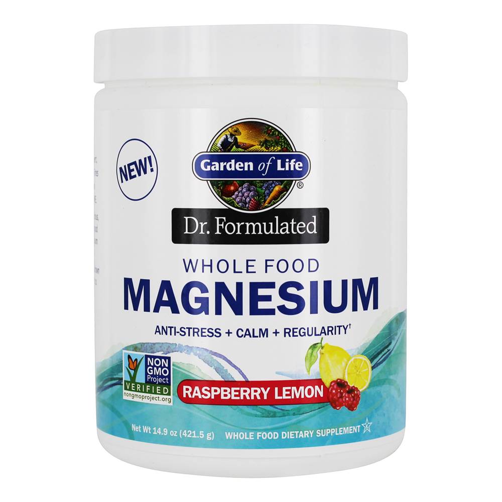 Garden of Life - Dr. Formulated Whole Food Magnesium Drink Powder Raspberry Lemon - 14.9 oz.
