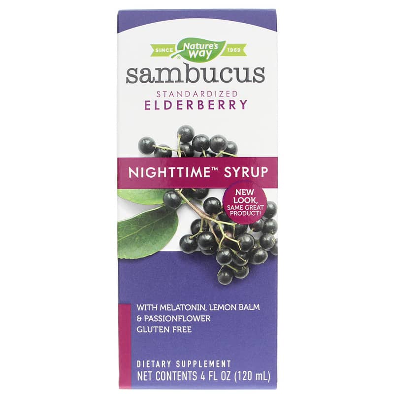 Natures Way Sambucus Elderberry NightTime Syrup 4 Oz