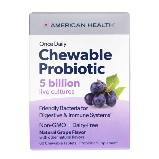 American Health Chewable Probiotic 5 Billion CFU Grape 60 Chewable Tablets